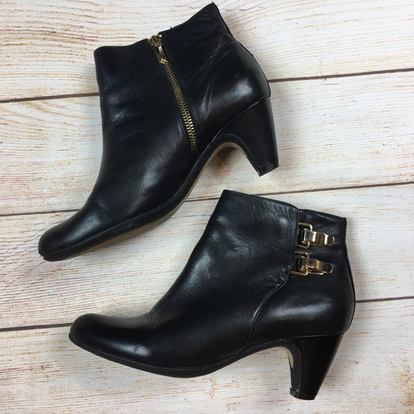 Sam Edelman Marmont Black Leather Ankle Boots - Picture 2 of 8